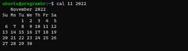 Cal command in Linux/Unix, Uses of cal command with example