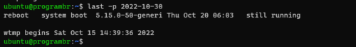 last -p date command in linux