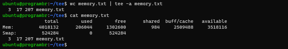 tee command in Linux, Uses of tee command with examples