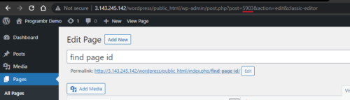 find page id in wordpress