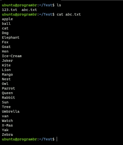 cat abc.txt command in Linux