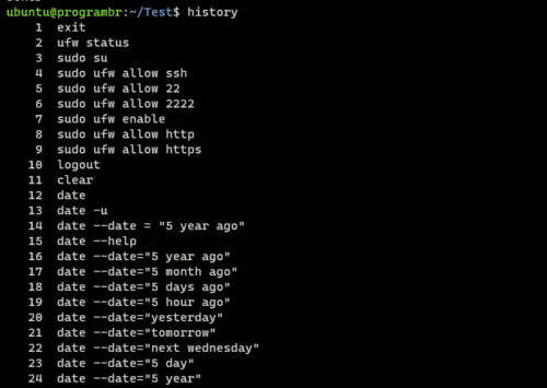history command in Linux