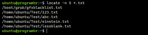 locate -n 5 *.txt command in linux