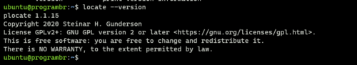 locate --version command in linux