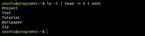 ls head sort pipe command in Linux