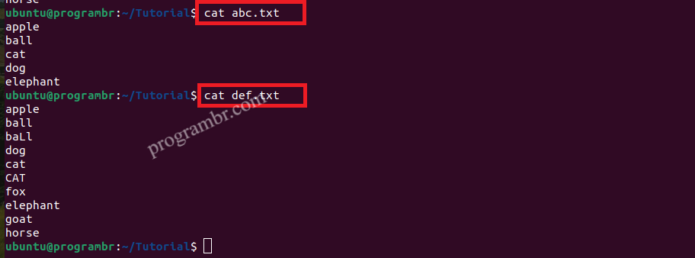 cat abc.txt cat def.txt command in Linux