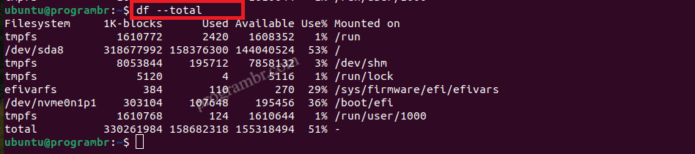 df - total command in Linux