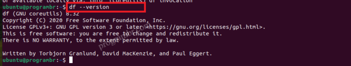 df - version command in Linux
