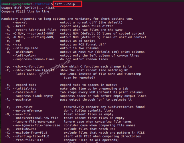diff - help command in Linux