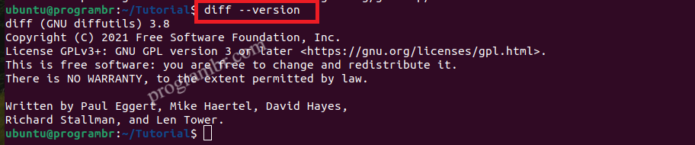 diff - version command in Linux