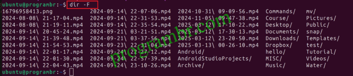 dir-F command in Linux