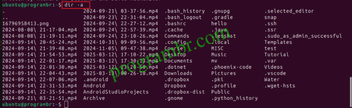 dir-a command in Linux