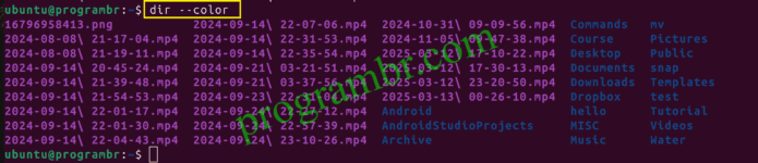 dir - color command in Linux