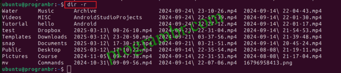 dir-r command in Linux
