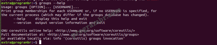 groups -help command in Linux
