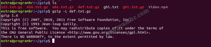 gzip command -L zipfile