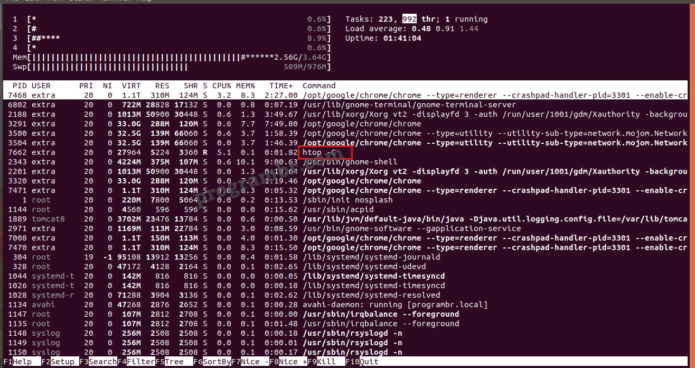 htop -C command in Linux