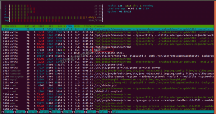 htop command in Linux