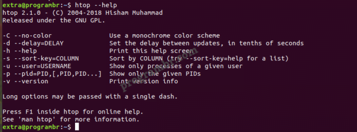 htop - help command in Linux