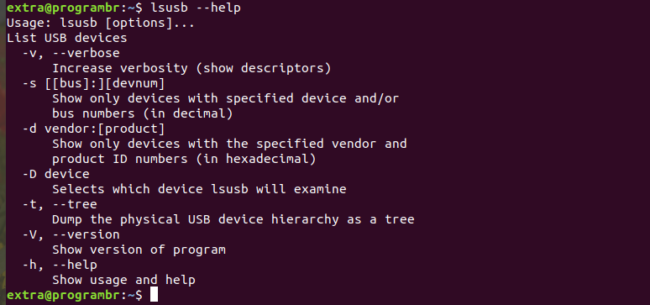 lsusb --help