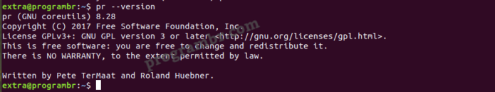 pr --version command in linux