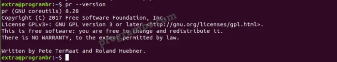 pr --version command in linux