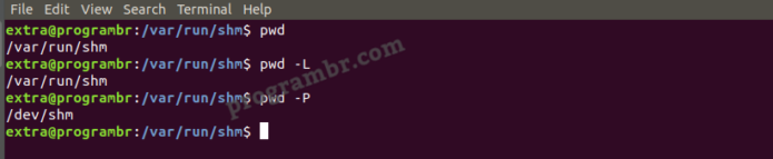 pwd -p command in linux