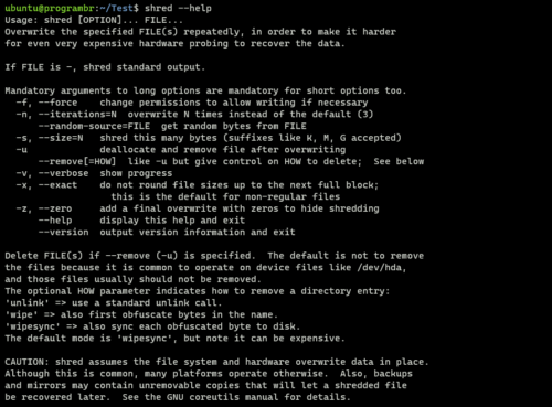 shred --help