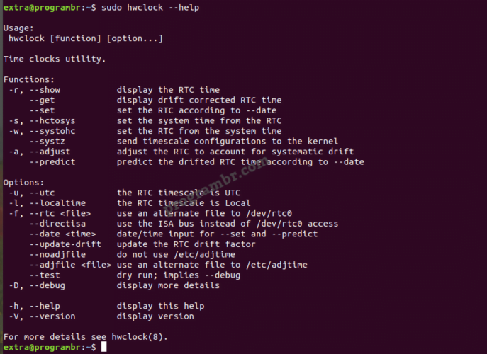 sudo-hwclock - help command in Linux