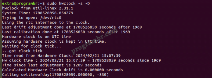 sudo-hwclock-s-D command in Linux