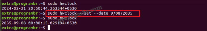 sudo-hwclock - set - date command in Linux